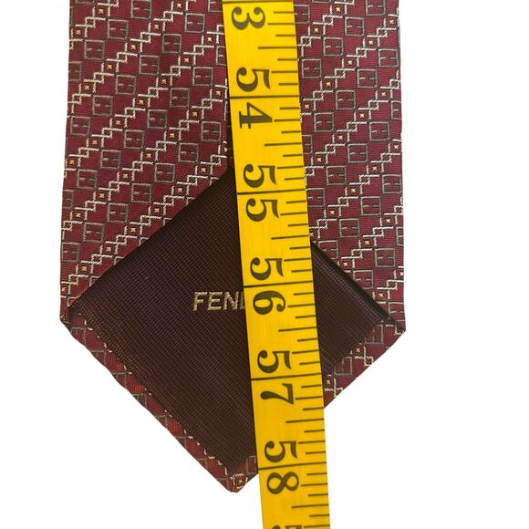 Fendi Silk Geometric Print Pattern Tie - Picture 5 of 8